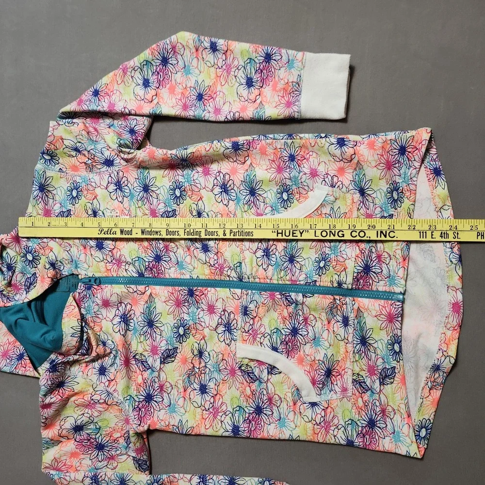 Nike Girls Full Zip Hoodie Sweatshirt L Neon Floral Print